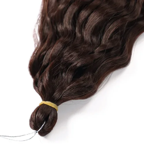 Miniatura 4 de MAYSA Extensiones de cabello sintético de ganchillo con ondas oceánicas, color 4 marrón, 22 pulgadas, rizado trenzado, extensiones de cabello