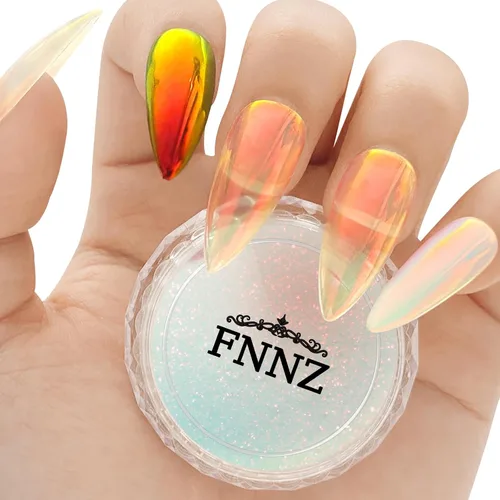 Miniatura 11 de FNNZ Polvo de uñas cromado de unicornio, polvo de uñas de sirena Aurora Unichrome, pigmento de uñas perlescente para arte de uñas, decoración