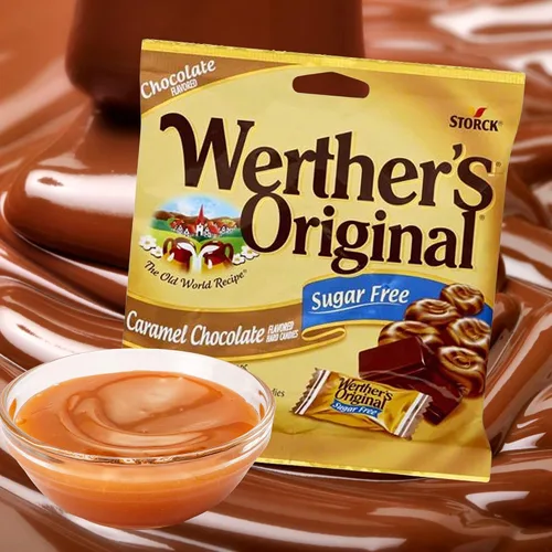 Miniatura 3 de Needzo Werther's Original - Paquete de caramelos masticables sin azúcar y caramelo de chocolate, bolsa compartible con caramelos envueltos