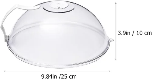 Miniatura 2 de Cubierta de salpicaduras para microondas con cúpula – Tapa de cubierta de alimentos – Protector transparente antisalpicaduras con asa Protector