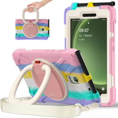 Miniatura 85 de 360 Rotation Case for Galaxy Tab ActivePro/Tab Active4 Pro/Active 5 Pro 10.1" Sturdy Cover Rotate Ring Stand Shoulder Carrying Strap Hand Strap