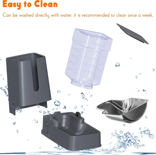 Miniatura 6 de Dispensador de comida para gatos y dispensador de agua para gatos con cuencos de acero inoxidable, alimentador por gravedad para perros pequeños