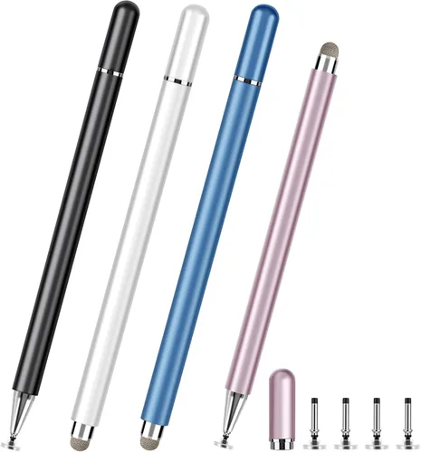 Miniatura 8 de Lápices ópticos para pantallas táctiles, 4 piezas de lápices ópticos de disco de alta precisión con tapa magnética, lápiz óptico 2 en 1 compatible