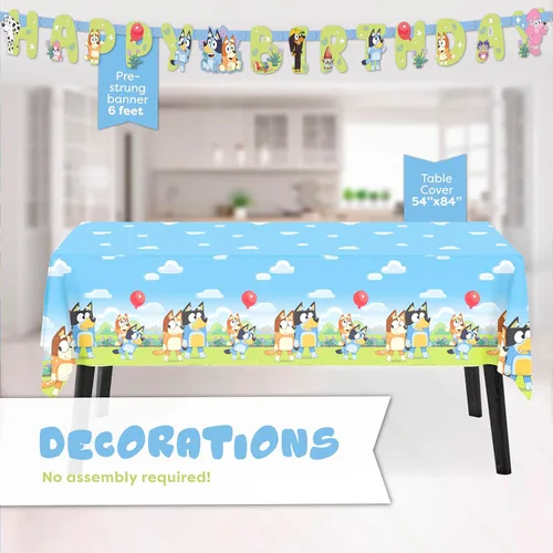 Miniatura 4 de Suministros de Fiesta de Cumpleaños de Bluey Único Sirve para 16 Invitados Decoraciones de Fiesta de Bluey Oficialmente Autorizadas - Bandera