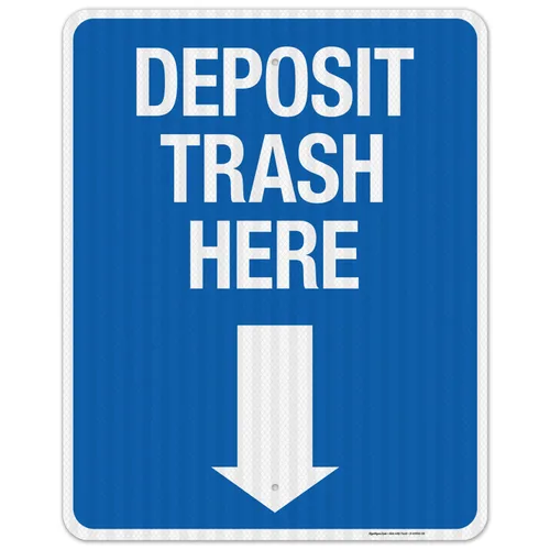 Miniatura 13 de Deposit Trash Here con letrero de flecha hacia abajo, (SI-69956) 10 x 7 pulgadas, calcomanías de vinilo de 4 mil, resistentes a la intemperie