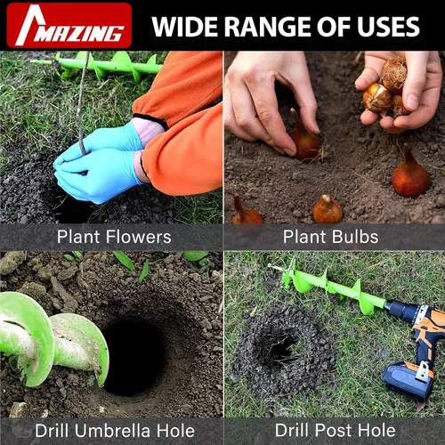 Miniatura 5 de MAZING Broca de taladro en espiral mejorada de 16 x 4 pulgadas para plantar, broca de taladro de jardín resistente, herramienta de plantación