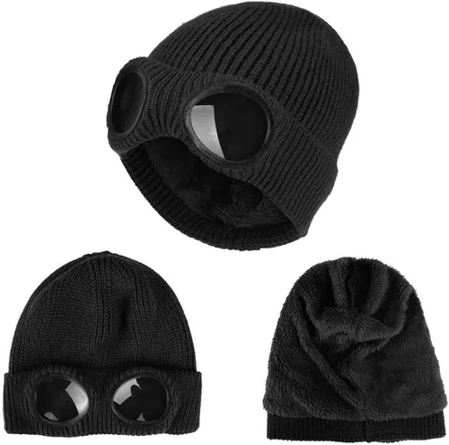Miniatura 2 de Belsen Gorro de punto unisex con gafas de invierno cálido a prueba de viento