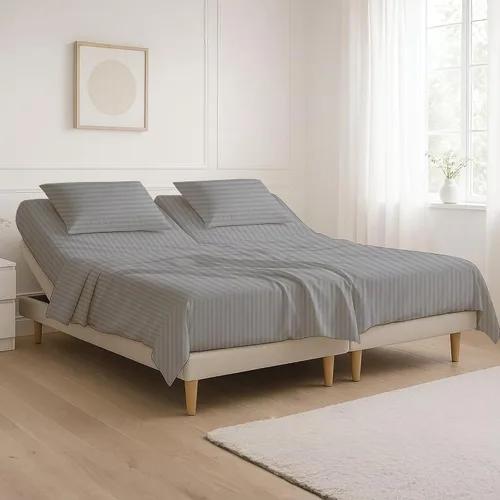 Miniatura 24 de NON Sticky cotton Juego de sábanas de 4 piezas para cama ajustable con números de sueño, 100% algodón egipcio, cabezal flexible de 34 pulgadas, se