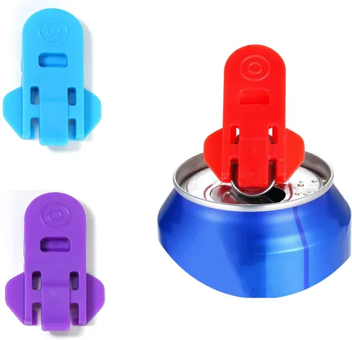 Abrelatas manual fácil, paquete de 3 abridores de latas de cerveza de soda colorida y protector de latas de bebidas, escudos de plástico de alta