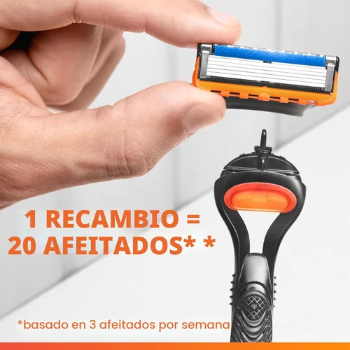 Miniatura 7 de Maquinillas de afeitar Gillette Fusion5 para hombre, 1 afeitadora, 4 recambios de hoja, Lubrastrip para un afeitado más cómodo