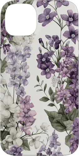 Miniatura 15 de Funda para iPhone XR White Violet Purple Lavender Lilac Floral con flores botánicas