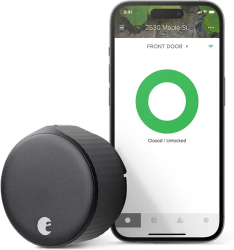 Miniatura 8 de August Home Cerradura inteligente Wi-Fi negra mate y teclado inteligente, cerradura de puerta sin llave para puerta de entrada delantera, ideal
