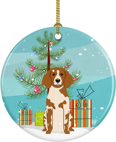 Miniatura 84 de Caroline's Treasures Adorno de cerámica para árbol de Navidad, Laika Spitz de Siberia Occidental, decoración colgante para árbol de Navidad