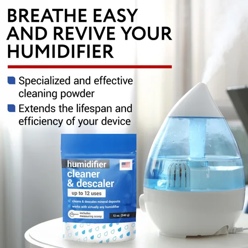 Miniatura 6 de IMPRESA Humidificador limpiador y descalcificador en polvo, 12 onzas, 12 usos, polvo de ácido cítrico y removedor de minerales de agua
