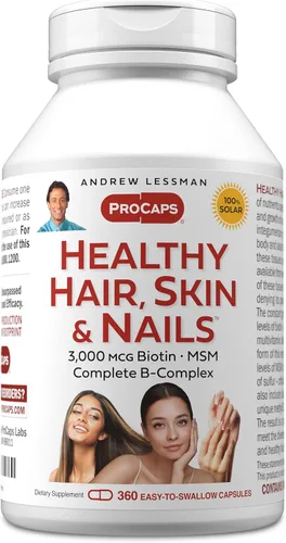 ANDREW LESSMAN Cabello saludable, piel y uñas, 360 cápsulas – 3000 mcg de biotina de alta bioactividad, complejo B. Promueve una piel hermosa, uñas