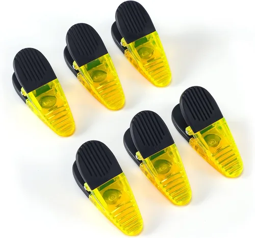 Miniatura 7 de Juego de clips magnéticos de plástico para refrigerador de 3-1/4 pulgadas de longitud, clips multiusos, juego de 6 (azul)