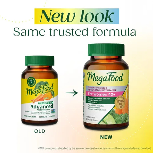Miniatura 2 de MegaFood Multivitamínico para mujeres de 40+ - Suplemento multivitamínico para mujeres con hierro, vitaminas C, B12, K2, A, B6, colina y más - Sin