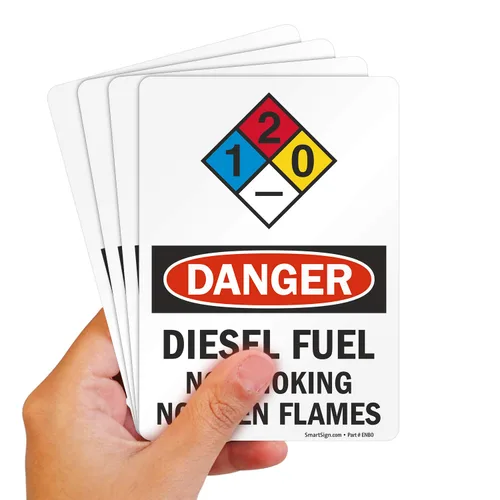 Miniatura 10 de Señales de seguridad SmartSign. Mensajes: "Danger: Diesel Fuel No Smoking No Open Flames", letras negras o rojas sobre fondo blanco., 1 Letrero