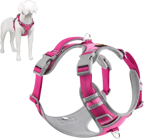Miniatura 13 de Plutus Pet Arnés para perro sin tirones, liberación en el cuello, arnés reflectante ajustable para perro, asa de fácil control para caminar