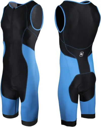 Miniatura 2 de Triathlon Suits Mens One-Piece Sleeveless Trisuits Skin Wet Suit for Running Cycling Swimming Azul