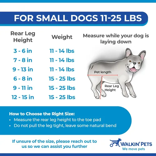 Miniatura 2 de Walkin' Wheels Silla de ruedas para perros pequeños, silla de ruedas ligera para patas traseras, 15-25 libras, para altura de pierna de 12-15 Azul