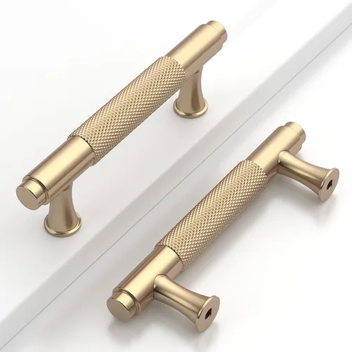 Miniatura 37 de Paquete de 10 tiradores dorados de 5 pulgadas (128 mm) para armarios con estrías, tiradores para cajones de cocina, herrajes para armarios