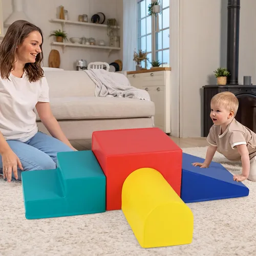 Miniatura 8 de Costzon Juguetes de escalada para niños pequeños, 4 piezas de escalador de espuma de un solo túnel para escalar, gatear y deslizarse, bloques