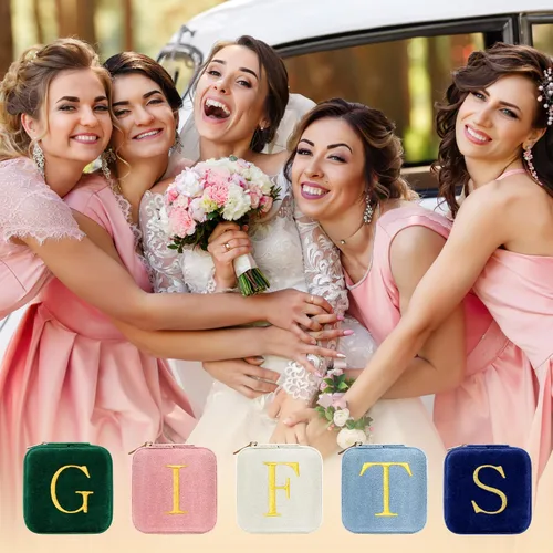 Miniatura 2 de Parima Regalos de dama de honor, día de la boda, joyero de terciopelo de felpa para dama de honor, organizador de joyas, caja de joyería, despedida