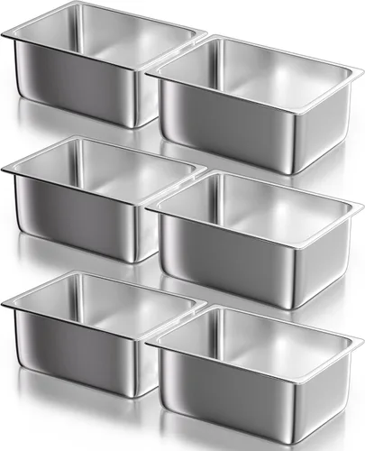 Miniatura 12 de WantJoin Sartenes de mesa de vapor para hotel, tamaño medio de 2.5 pulgadas de profundidad, paquete de 6, juego de bandejas de metal de acero