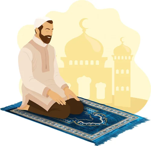 Miniatura 3 de TB - Alfombra de oración musulmana islámica, tapete de terciopelo suave, regalo de Ramadán, con cuentas de oración, decoración única, dorada, Azul