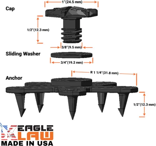 Miniatura 6 de Eagle Klaw Clips 2.0 para alfombrillas de piso (4 juegos) para alfombrillas de automóvil y forros de suelo, accesorios de automóvil fabricados