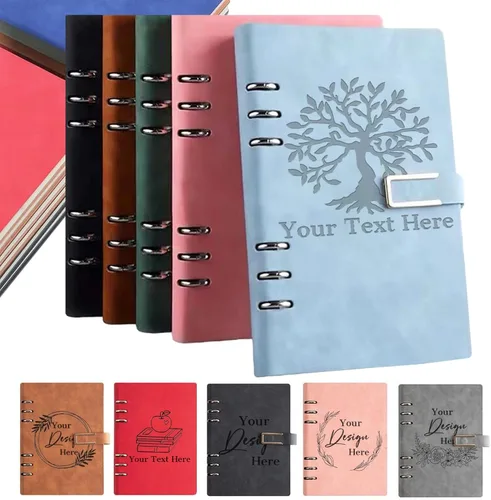 Miniatura 9 de Diario personalizado, cuaderno personalizado de piel sintética con diseño, 200 páginas rayadas, libro diario para estudiantes de negocios Estilo 1