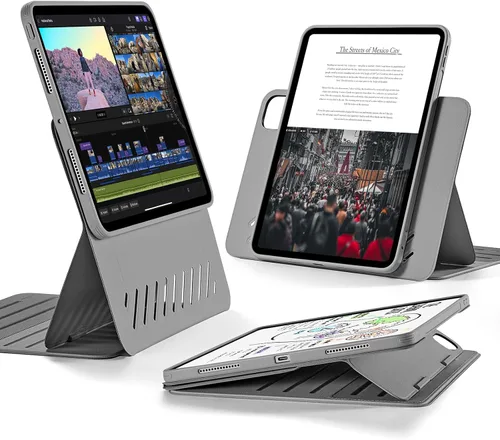 Miniatura 9 de ESR Funda para iPad Pro 12.9 (6ª/5ª generación, 2022/2021), cubierta magnética extraíble, soporte ajustable para vertical/paisaje con vista de Marrón