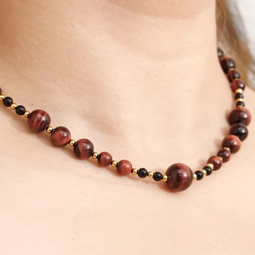 Miniatura 5 de Jewever Collares de hilo de cuentas de ojo de tigre para mujeres y hombres, collar de cristales curativos de Reiki y collar de cuentas de piedras
