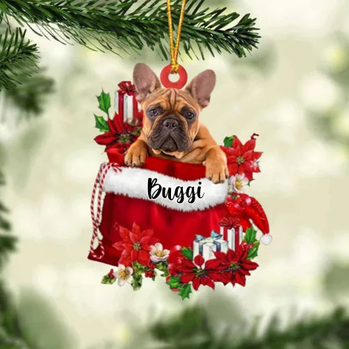 Miniatura 80 de Perro Akita Inu personalizado en bolsa de regalo, adorno de Navidad, nombre personalizado, regalo para amantes de los perros, familia, Navidad