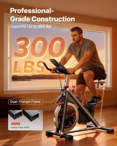 Miniatura 2 de Merach Bicicleta estática para gimnasio en casa, bicicleta estacionaria de bajo ruido con almohadilla de freno, bicicleta de entrenamiento