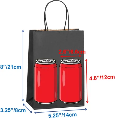 Miniatura 2 de 100 bolsas pequeñas de papel kraft negro con asas, 5.25 x 3.75 x 8 pulgadas, bolsas de regalo para bodas, cumpleaños, Halloween, Navidad, bodas