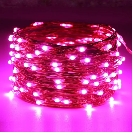 Miniatura 2 de RUICHEN Guirnalda de luces LED de 33 pies con 100 luces LED enchufables, impermeables, regulables, alambre de cobre, luces de luciérnaga estrellada