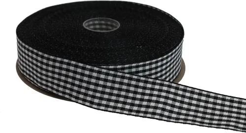 Miniatura 9 de Cinta a cuadros de 50 yardas cada rollo 100% poliéster con borde tejido (1/1-2 pulgadas x 50 yardas, negro)