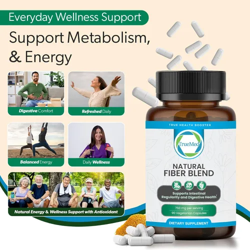 Miniatura 8 de Suplemento de fibra 3 en 1, mezcla orgánica de 750 mg con cáscara de psyllium, chía y semillas de lino, cápsulas de fibra a base de plantas