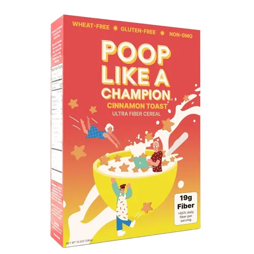 Miniatura 9 de Poop Like A Champion Cereal alto en fibra – Sabor tostada de canela Apto para dieta cetogénica baja en carbohidratos sin gluten y saludable