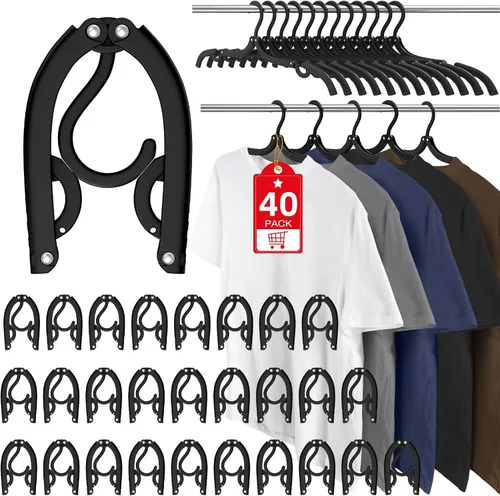 Miniatura 10 de 30 piezas de perchas de viaje, organizador de perchas plegables portátiles para viajes, bastidor de secado de ropa de plástico, elementos esenciales