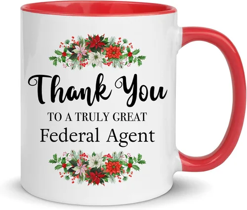 Taza de café con texto en inglés "Thank You" para agente federal, color rojo, 11 onzas, oficial especial policía, policía, policía, policía,