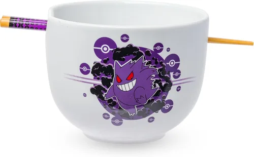 Miniatura 9 de Silver Buffalo Five Nights at Freddy's Freddy Fazbear - Cuenco de cerámica para fideos ramen y arroz con diseño de caja de pizza, con palillos