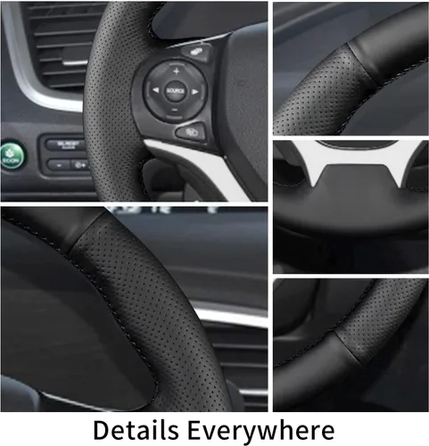 Miniatura 3 de Funda para volante de piel de microfibra para Honda Civic Sport 2015/Civic Tourer 2014/Civic Sedan Natural Gas Hybrid 2013/Civic Si Sedan Coupe