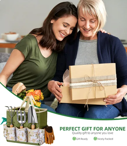 Miniatura 9 de Juego de herramientas de jardín de 9 piezas de alta calidad para mujeres - Herramientas de acero inoxidable resistentes a la oxidación con bolsa