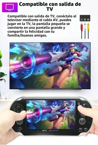 Miniatura 8 de CZT Consola de juegos portátil de 4.3 pulgadas, doble joystick de 8 GB incorporado 2200 juegos retro, consola de videojuegos arcade, emulador