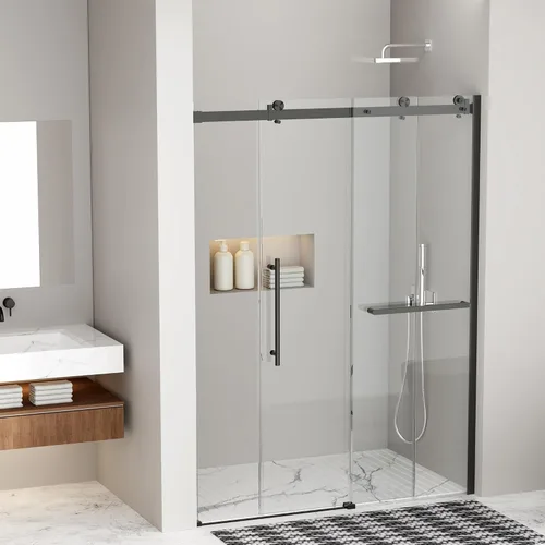 Miniatura 15 de Findepot 44-48" W x 75" H Frameless Sliding Shower Door, Shower Glass Door with 1/4" Thick Tempered Glass, Explosion-Proof Film, Easy to Clean