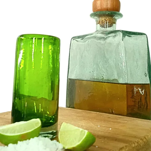 Miniatura 4 de Vasos de chupito mexicanos artesanales (juego de 4) – Verde bosque – Cristalería soplada a mano de 2 onzas – Auténtico juego de tequila de vidrio