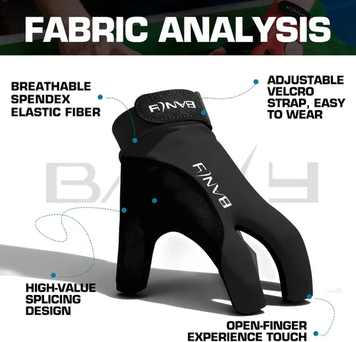 Miniatura 2 de Banly Guantes de billar para billar que se adaptan a la mano izquierda, 3 dedos, guante deportivo de billar pequeño, para jugadores de billar